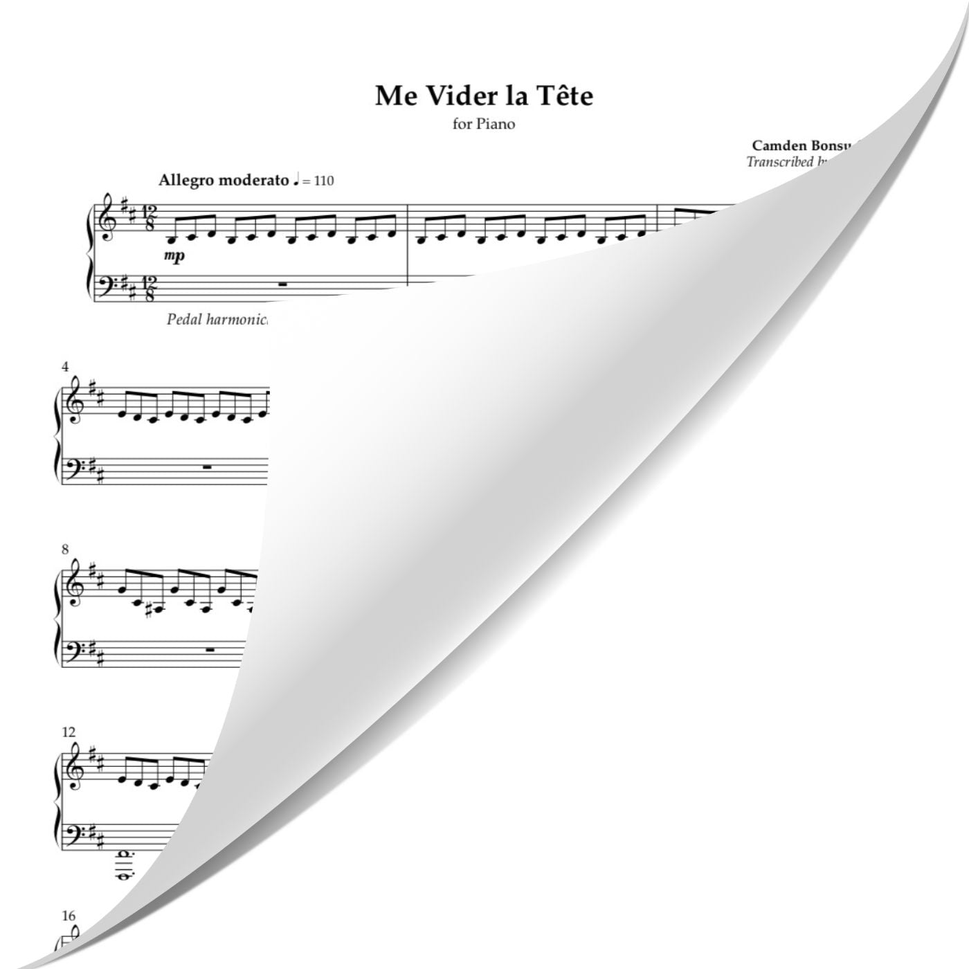 me vider la tête (solo piano) - sheet music